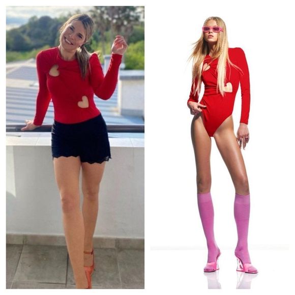 ZARA CUT OUT FITTED BODYSUIT TOP HEARTS - Picture 12 of 14